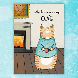 Invitation Chat Whimsical Cosy ONE Chat Hiver 1er Anniversair
