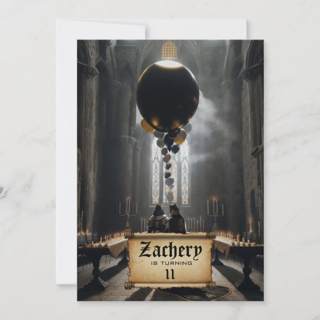 Invitation *~* Château de Chevalier Imaginaire médiéval AP88  (Devant)