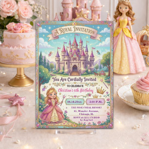 Invitation Château de conte de fées Princesse 6ème Anniversai