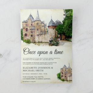 Invitation Château de Conte de Fées Rustique Code QR Mariage
