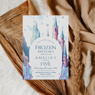 Invitation Château de dessin animé d'anniversaire 5 ans Froze