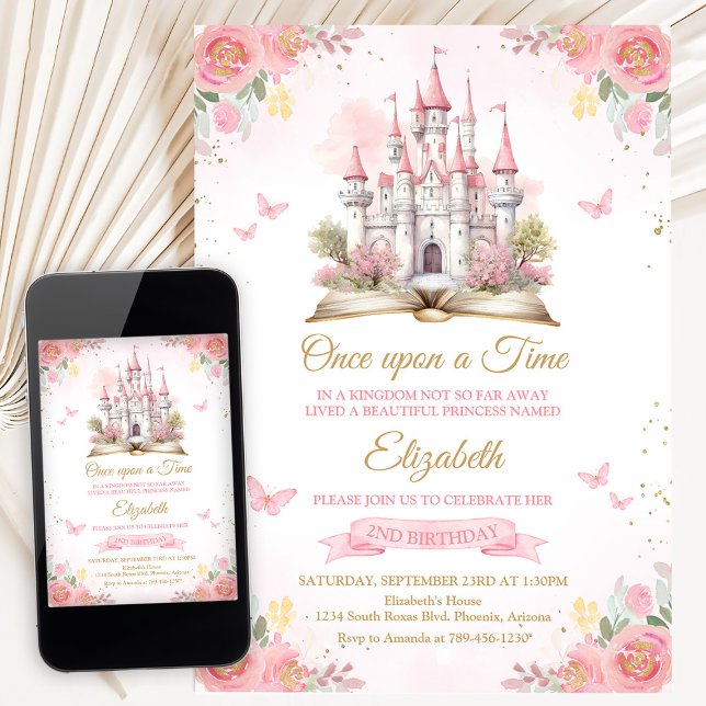 Invitation Château de Fairytale Une Fois À Temps Princesse An (Créateur téléchargé)