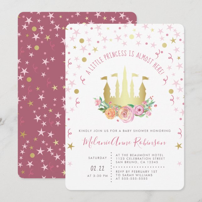 Invitation Château de la Fée d'Or Twinkle Star Little Princes (Devant / Derrière)