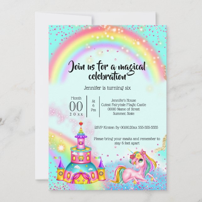 Invitation Château de la parties scintillant de ciel étoilé m (Devant)