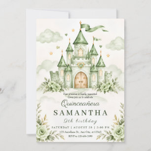 Invitation Château de la Princesse Verte Fête d'anniversaire 