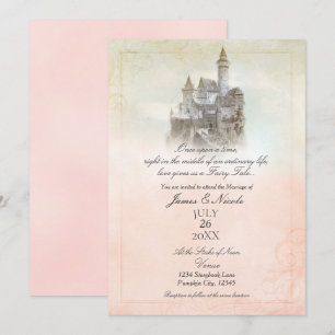 Invitation Château de Mariage de Conte de Fées Rose Rêveur Li