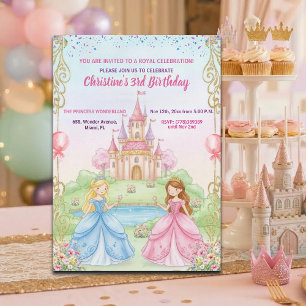 Invitation Château de Princesse Royal Fête d'anniversaire 3 a
