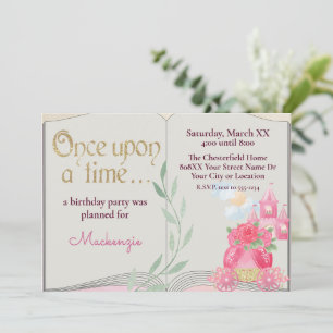 Invitation Château et Carrosse de la Princesse Rose Livre de
