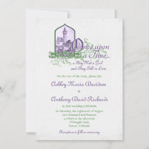Invitation Château Fairytale Violet Vert Une Fois Sur Mariage