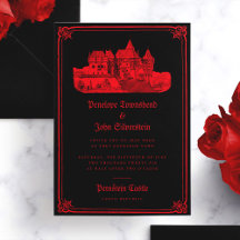 Château gothique Vampire Bordure Mariage rouge noi