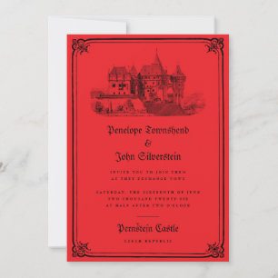 Invitation Château gothique Vampire Mariage rouge frontière