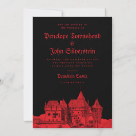 Invitation Château gothique Vampire Mariage rouge noir