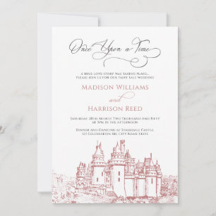 Invitation  Château Il Était Une Fée Conte Mariage Rose
