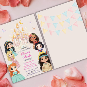 Invitation Château Magique Conte de Fées Princesse Rose Anniv