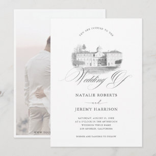 Invitation Chateau Manor Dessin Lieu Illustration Mariage