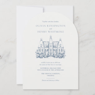 Invitation Château Minimaliste Lieu Croquis Arche Style Maria
