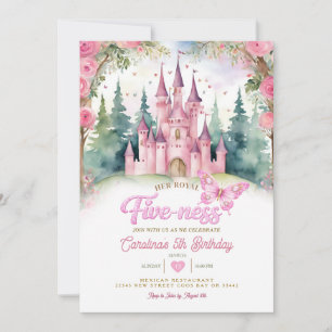 Invitation Château Papillon Rose Son Cinquième Anniversaire R
