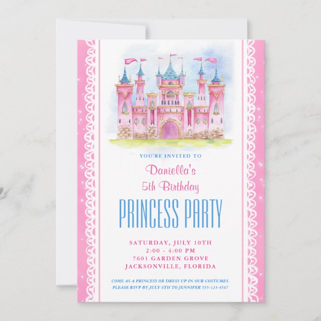 Invitation Château Princess Anniversaire (Devant)