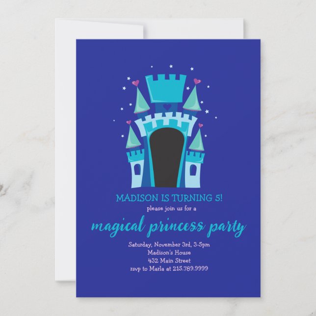 INVITATION CHÂTEAU PRINCESS BOUNCE MAISON D'ANNIVERSAIRE (Devant)