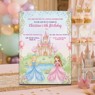 Invitation Château Princesse Royal Fête d'anniversaire 8 ans