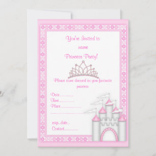 INVITATION CHÂTEAU ROSE PRINCESS FÊTE D'ANNIVERSAIRE INVITATI