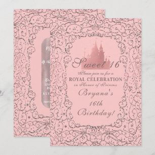 Invitation Château Royal Rose Gold Rose Princess Douce 16