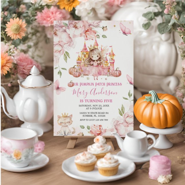 Invitation Château royal rose Princesse Anniversaire (Créateur téléchargé)