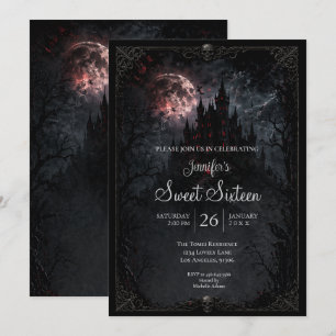 Invitation Château sombre gothique Sweet 16