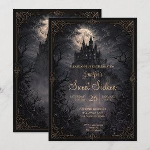 Invitation Château sombre gothique Sweet 16