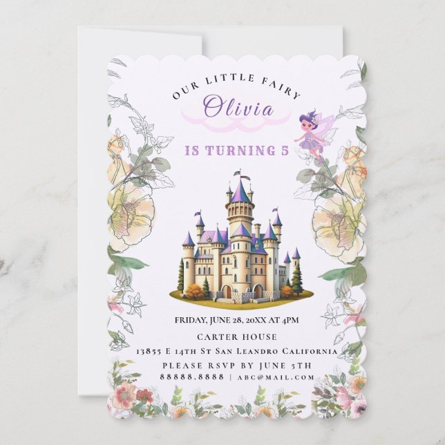 Invitation Château vintage Fairytale Anniversaire Thème avec  (Devant)