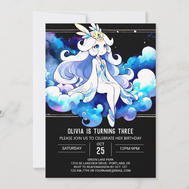 Invitation Château Whimsy Princesse Anniversaire (Devant)