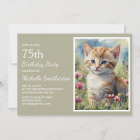 Chaton jaune mignon aquarelle 75e anniversaire