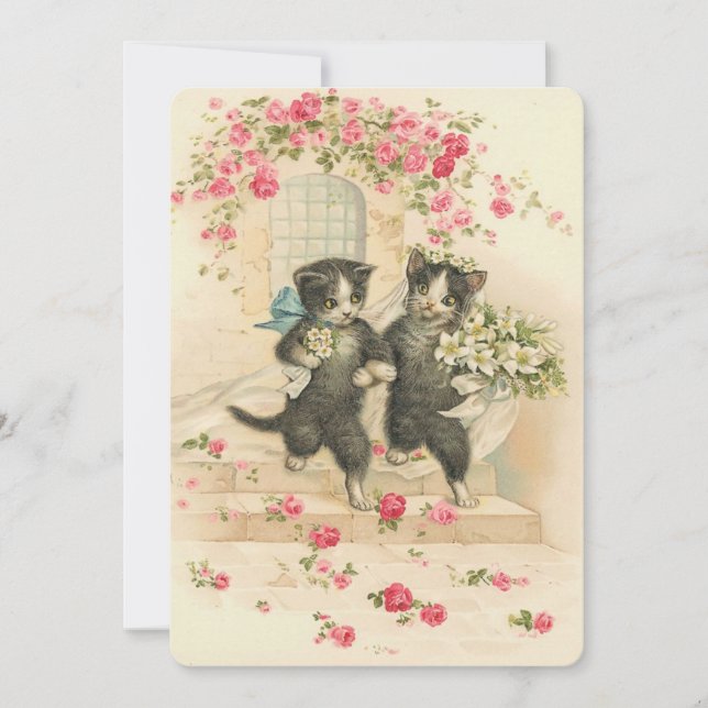 Invitation Chatons de mariage vintage (Devant)