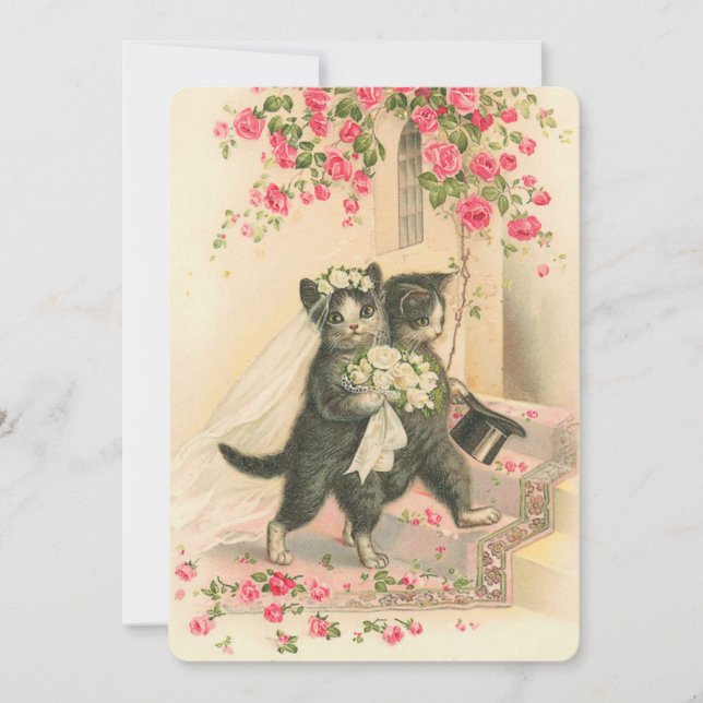 Invitation Chatons de Mariage Vintage (Devant)