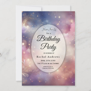 Invitation Chatoyant céleste Stardust Ciels fête d'anniversai