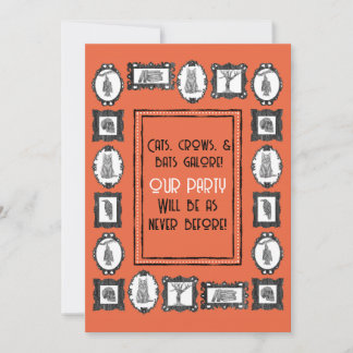 Invitation Chats, corbeaux et chauves-souris Halloween