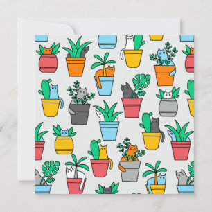 Invitation Chats dans les pots de fleurs