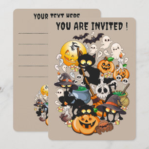 Invitation Chats drôles de Halloween Fête