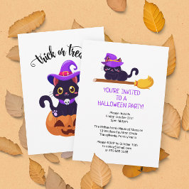 Invitation Chats en sorcière noire Cute Fête d'Halloween pers