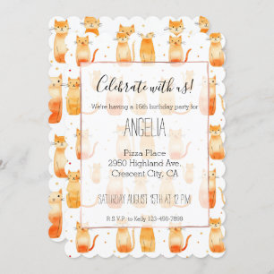 Invitation Chats et points d'orange mignons