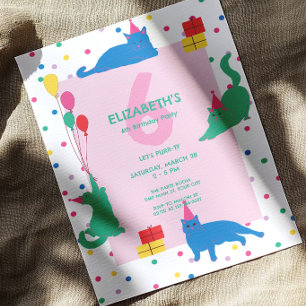 Invitation Chats joueurs fêtent leur anniversaire à purrfecti