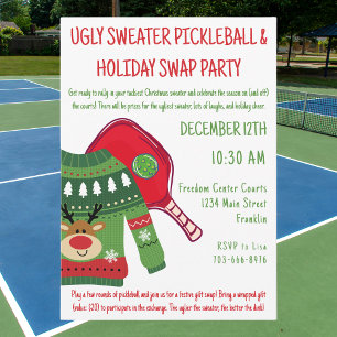 Invitation Chaud de Noël Pickleball échange cadeau