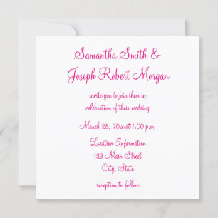 Invitation Chaud rose élégante calligraphie Mariage blanc sol