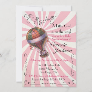 Invitation chaude de baby shower de ballon à air