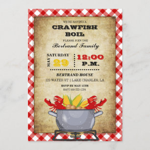 Invitation Chaudière de écrevisses à carreaux rouges