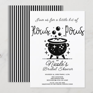 Invitation Chaudière de sorcière noir blanc Halloween enterre