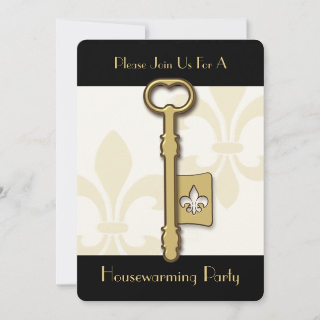 Invitation Chauffage de Chambre de Gold Fleur de Lis Key (Devant)