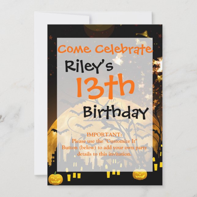 Invitation Chauffage de sorcière volante de chauves-souris lu (Devant)