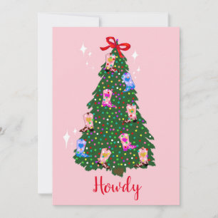 Invitation Chauffeuse Howdy moderne Bottes Occidentales Noël