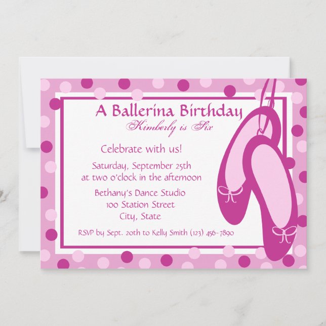 Invitation Chaussons Ballerina/ Anniversaire (Devant)